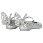 Girls Silver Butterfly Leather Shoes, 1, hi-res