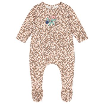 Baby Girls Beige Logo Babygrow