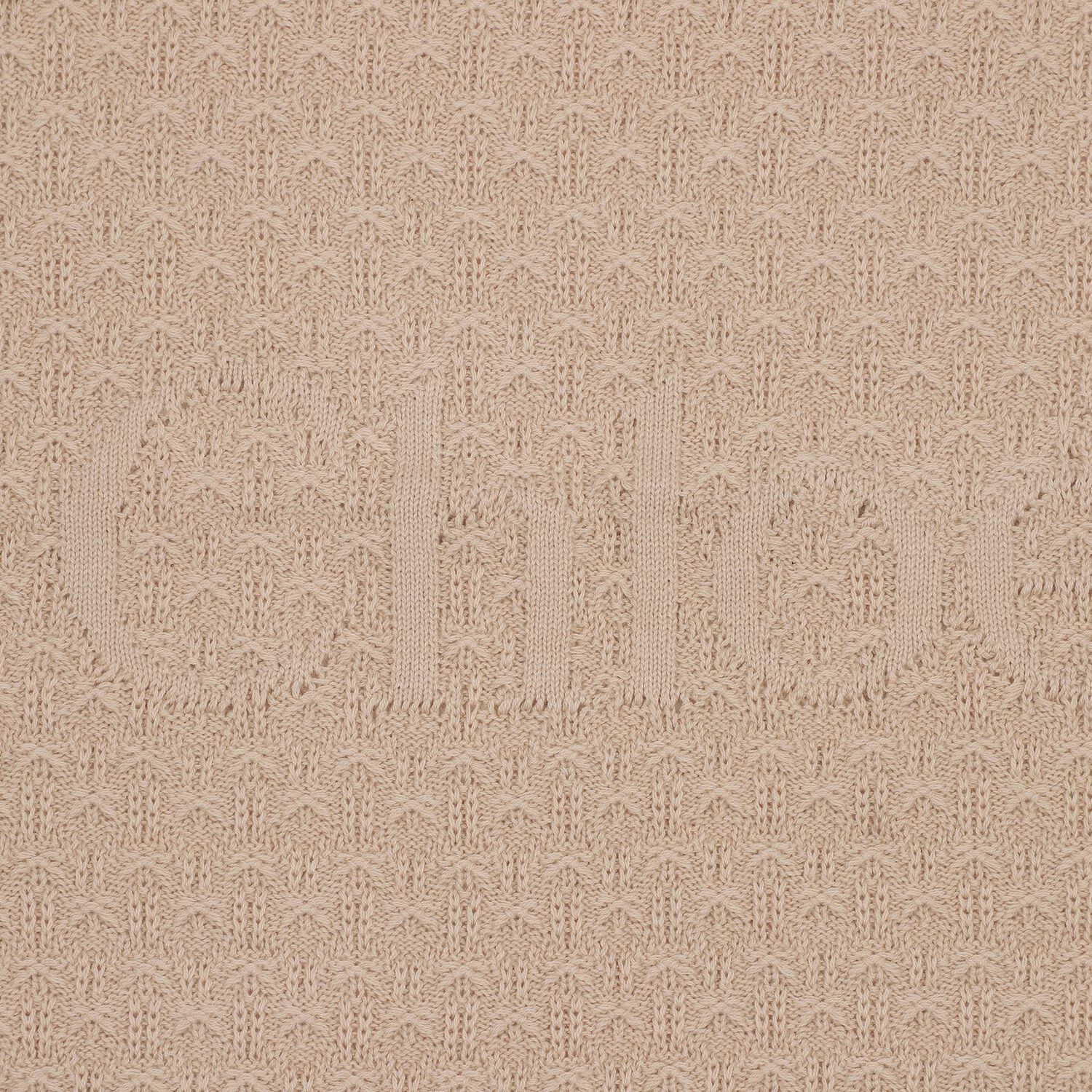 Beige Knit Logo Baby Blanket , 1, hi-res