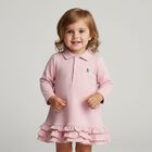 Baby Girls Pink Ruffled Polo Dress Set, 1, hi-res