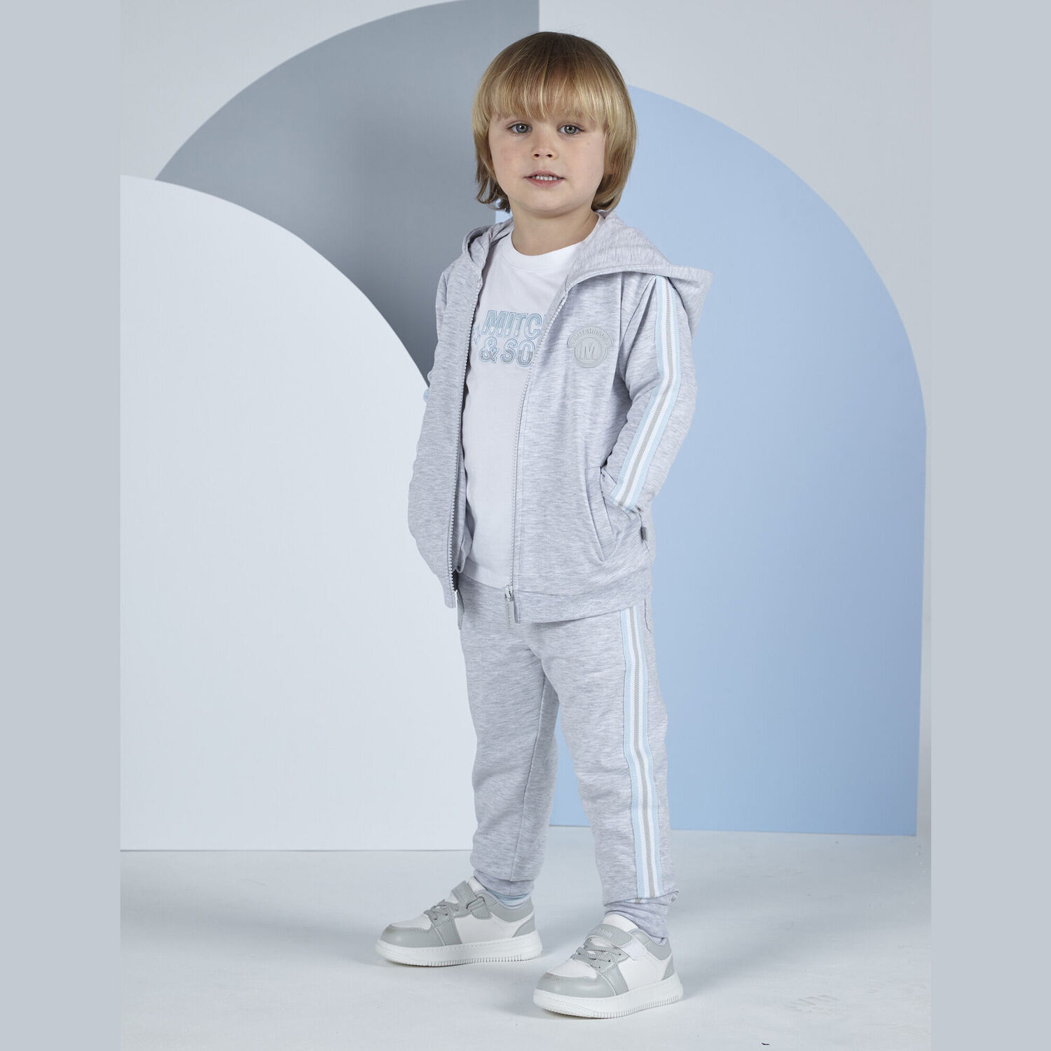 Boys Grey Logo Tracksuit, 1, hi-res image number null