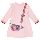 Younger Girls Pink Logo Dress, 1, hi-res