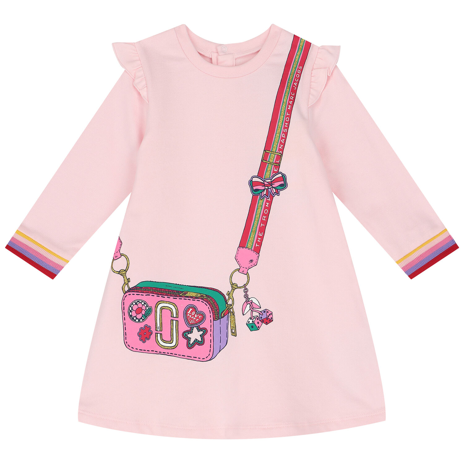 Younger Girls Pink Logo Dress, 1, hi-res