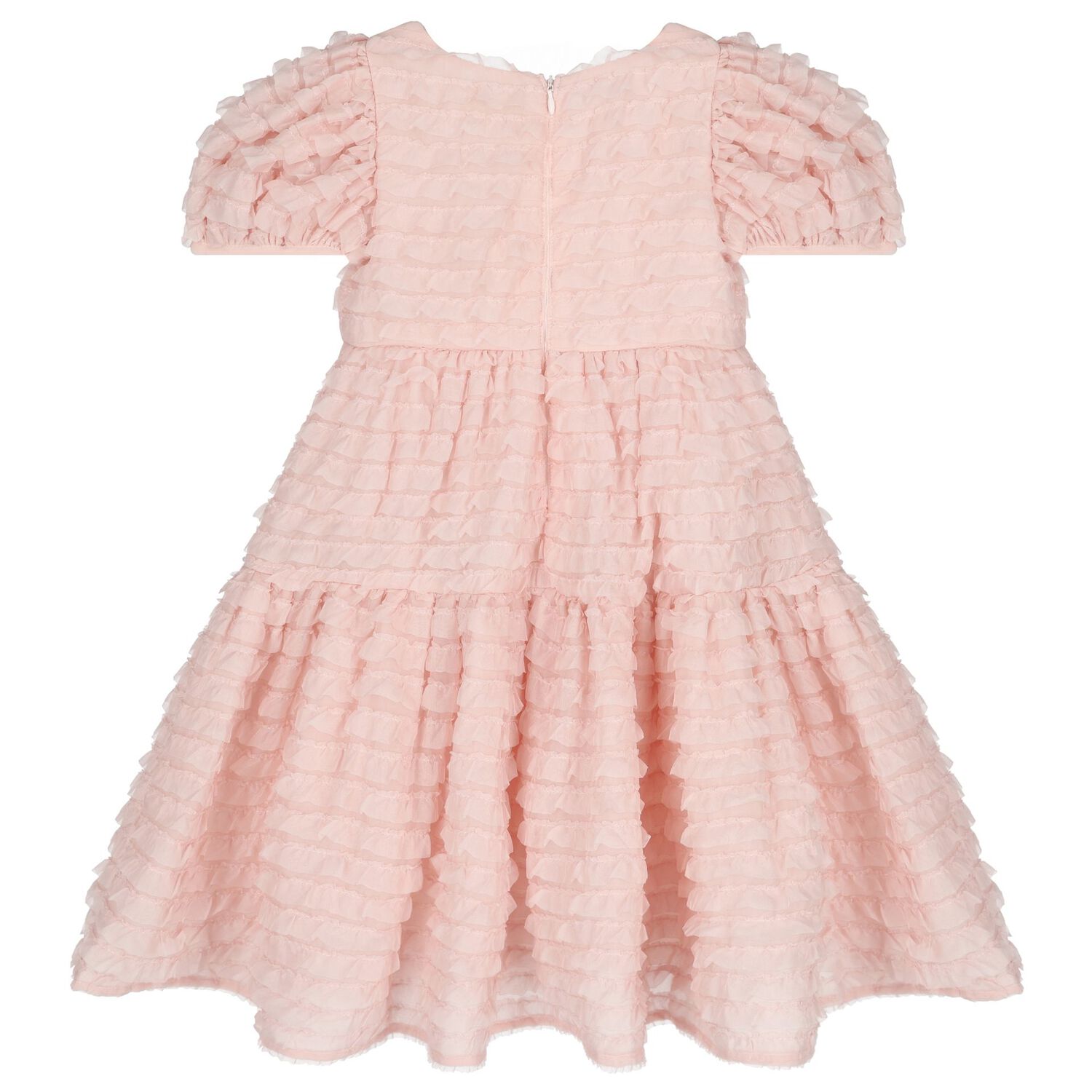 Girks Pink Ruffled Tiered Dress, 1, hi-res