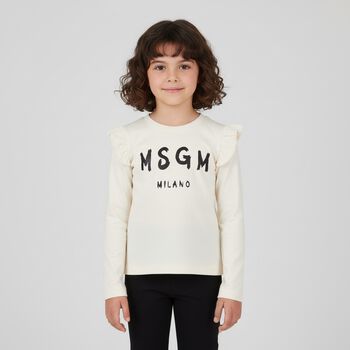 Younger Girls Ivory & Black Leggings Set