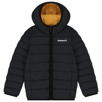 Boys Black Logo Puffer Jacket