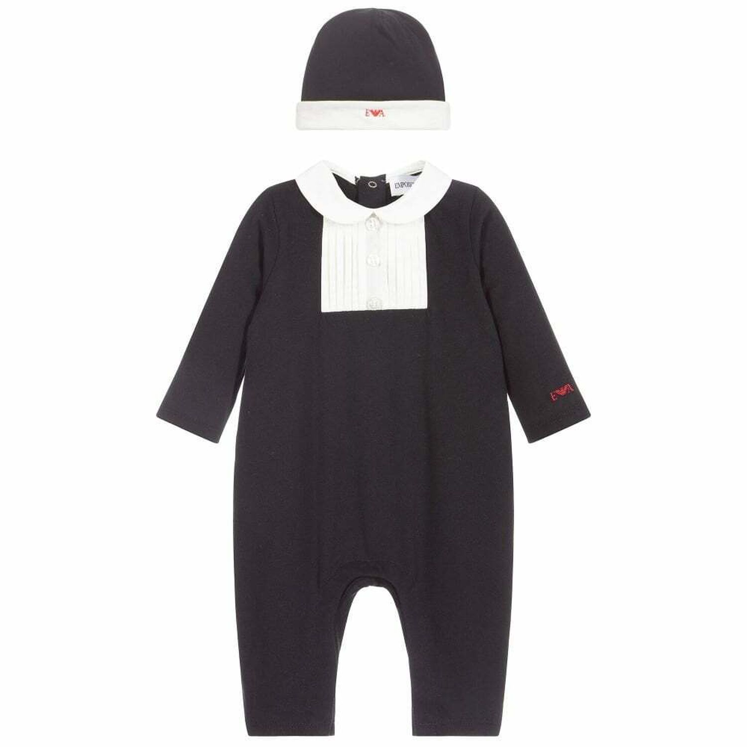 Boys Black Logo Babygrow & Hat Gift Set, 1, hi-res image number null