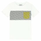 Boys White Logo Printed T-shirt, 1, hi-res