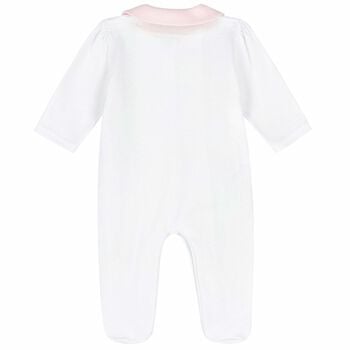 Baby Girls White Printed Babygrow