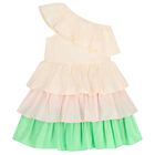Girls Ivory Ruffled Dress, 1, hi-res