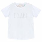 Girls White Embellished Logo T-Shirt, 1, hi-res
