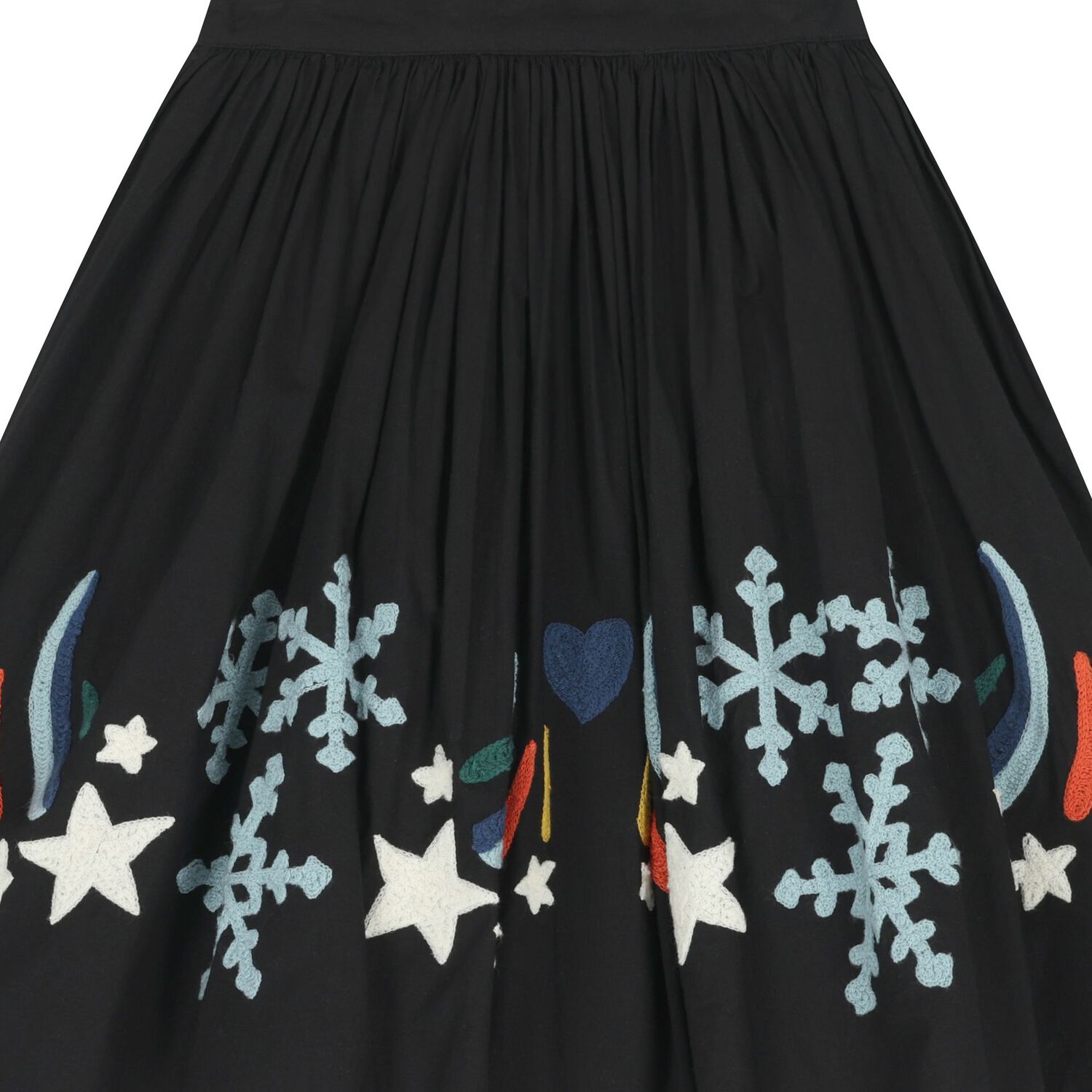 Girls Black Snowflakes Skirt, 1, hi-res