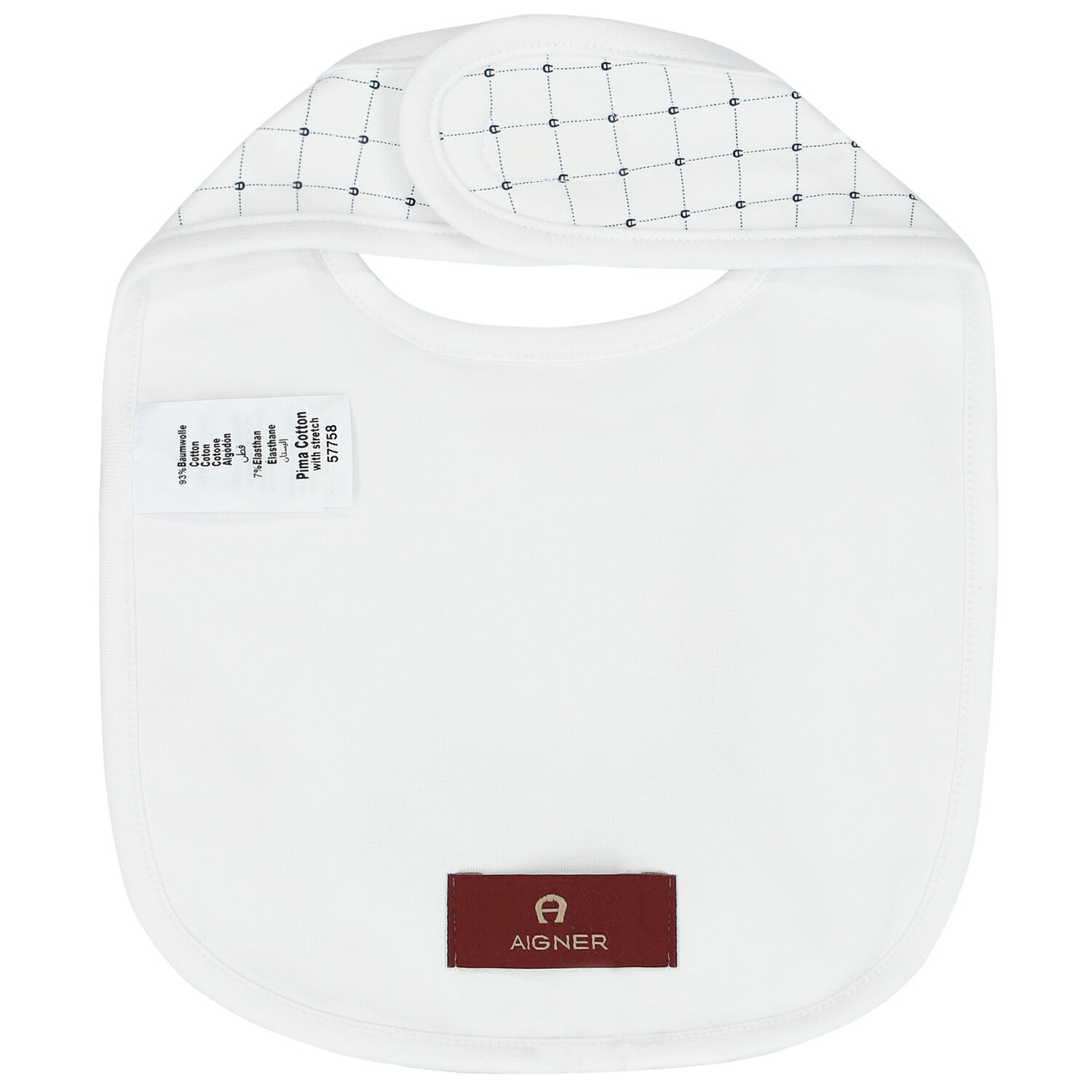 Baby Boys White Pima Cotton Logo Bib, 1, hi-res