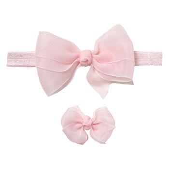 Girls Pink Bow Headband set