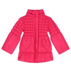 Girls Pink Heart Hooded Puffer Jacket, 1, hi-res