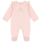 Baby Girls Pink Logo Ruffled Babygrow, 2, hi-res