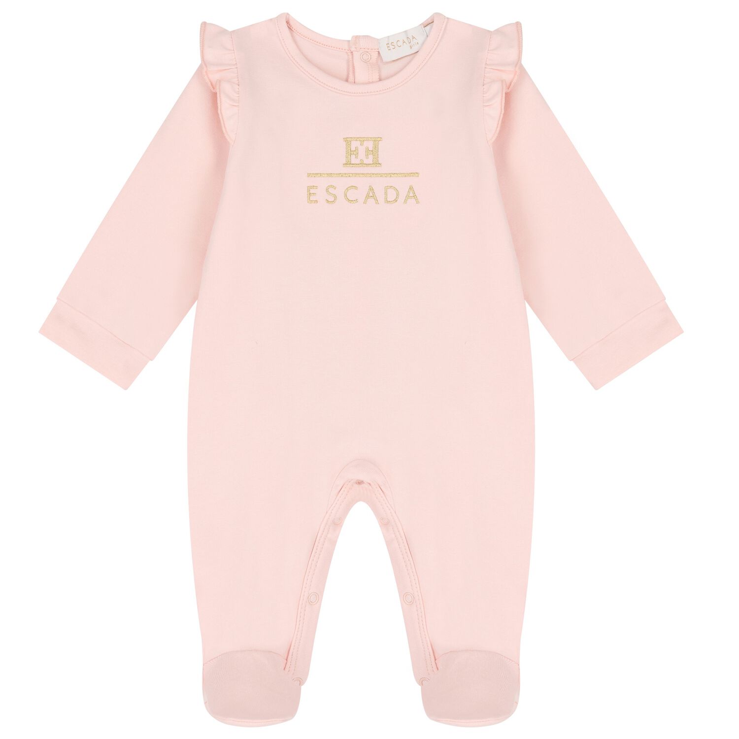 Baby Girls Pink Logo Ruffled Babygrow, 2, hi-res
