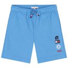 Boys Blue Logo Shorts, 1, hi-res