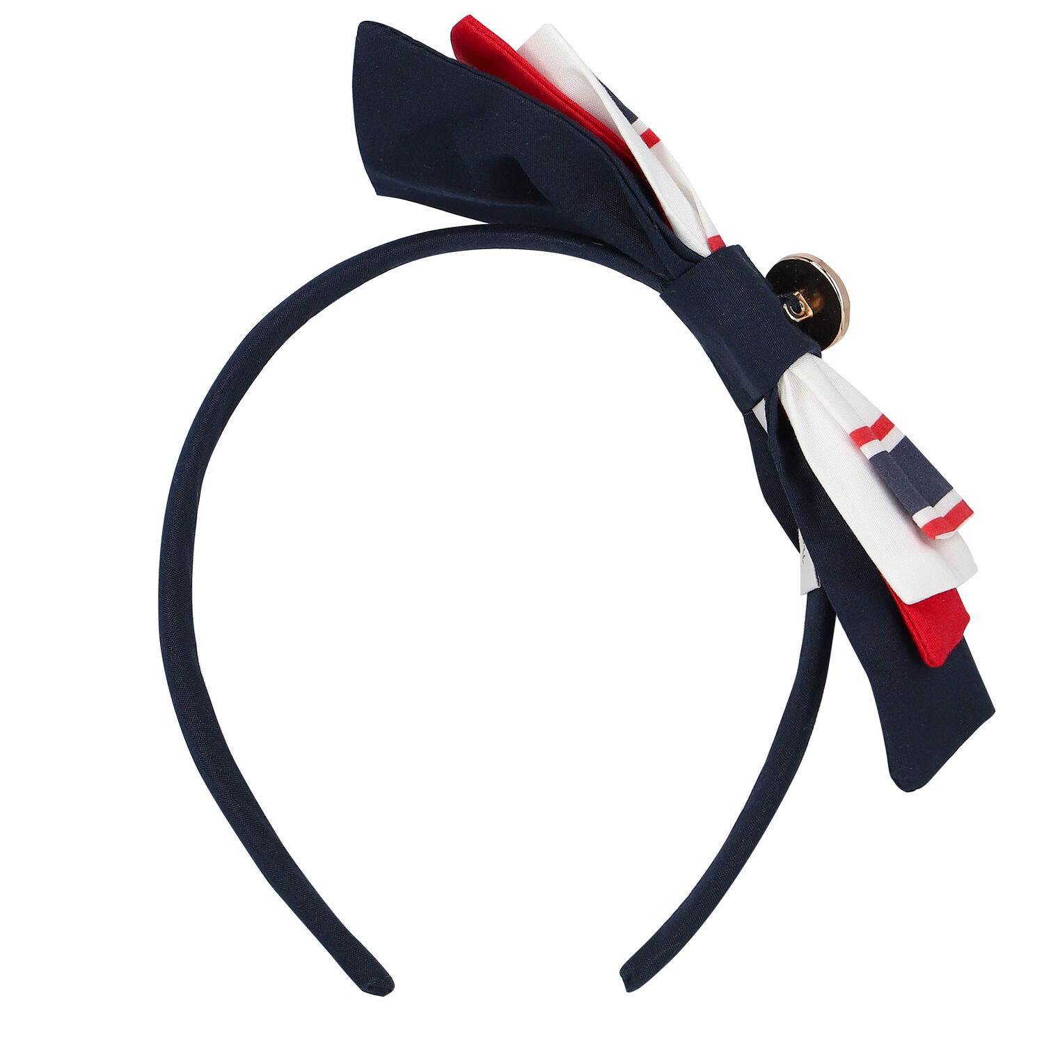 Girls Navy Blue Striped Headband, 1, hi-res