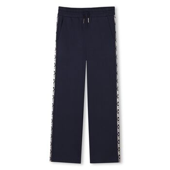 Girls Navy Blue Logo Joggers
