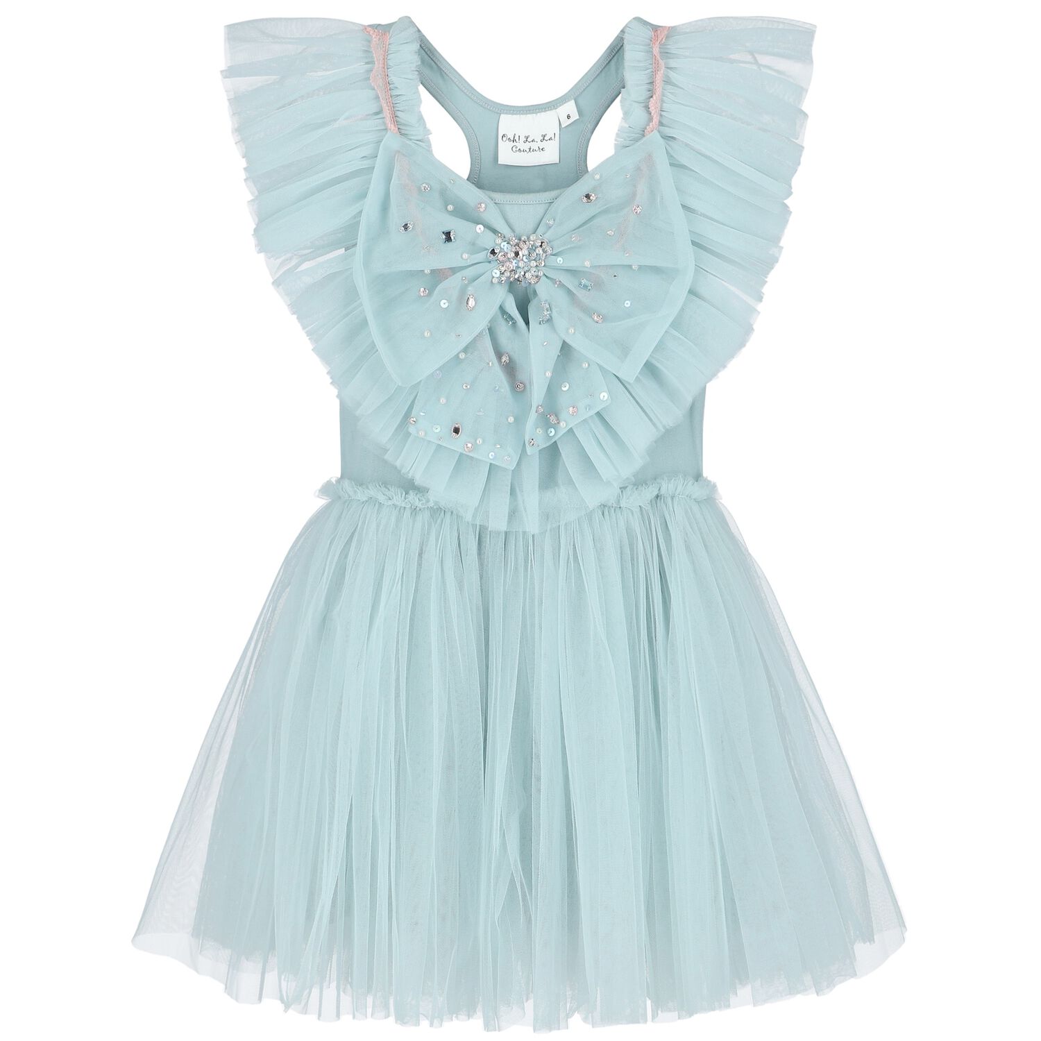 Girls Blue Embellished Tulle Dress, 1, hi-res