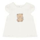 Baby Girls White & Beige Teddy Bear Skirt Set, 2, hi-res