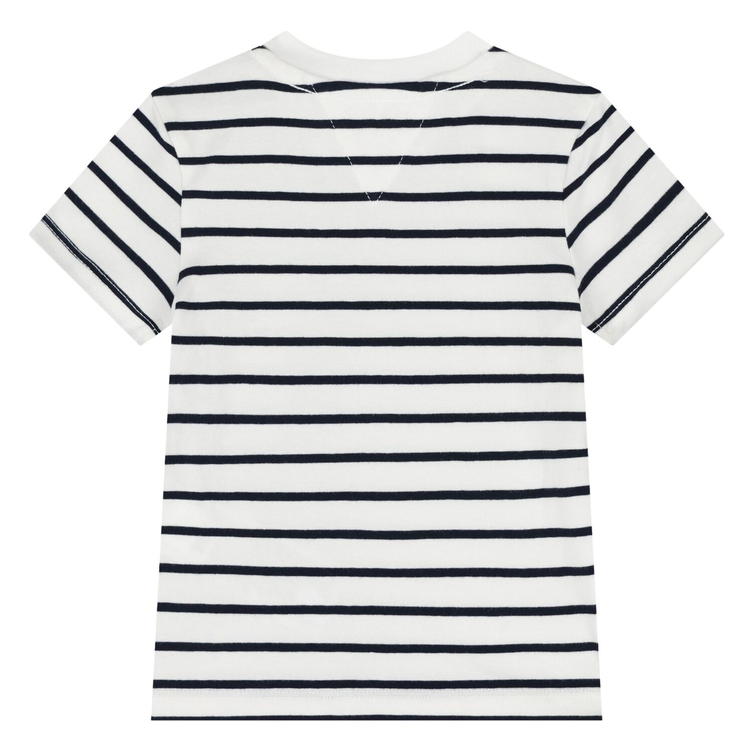 Younger Boys White & Ivory Striped Logo T-Shirts (2 Pack), 1, hi-res