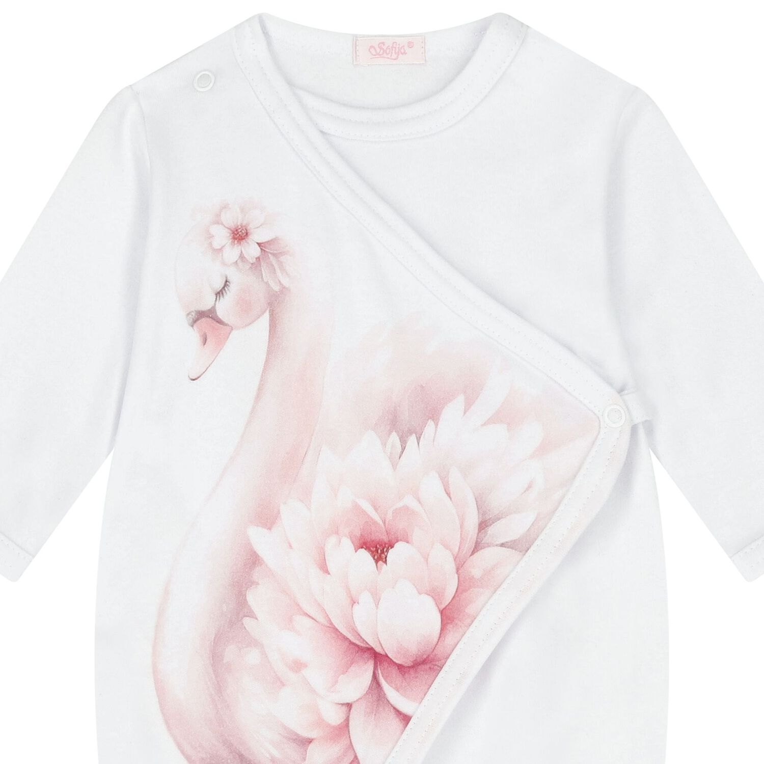 Baby Girls White & Pink Swan Babygrow Set, 1, hi-res image number null