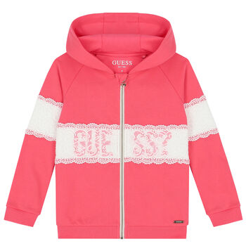 Girls Pink Logo Zip Up Top