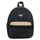 Younger Boys Black Logo Backpack, 1, hi-res