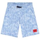 Boys Blue & White Logo Shorts, 1, hi-res
