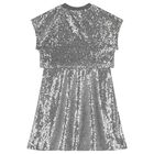 Girls Silver Sequin Dress, 1, hi-res