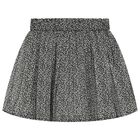 Girls Ivory & Black Chiffon Skirt, 1, hi-res