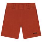 Younger Boys White & Rust Orange Shorts Set, 1, hi-res