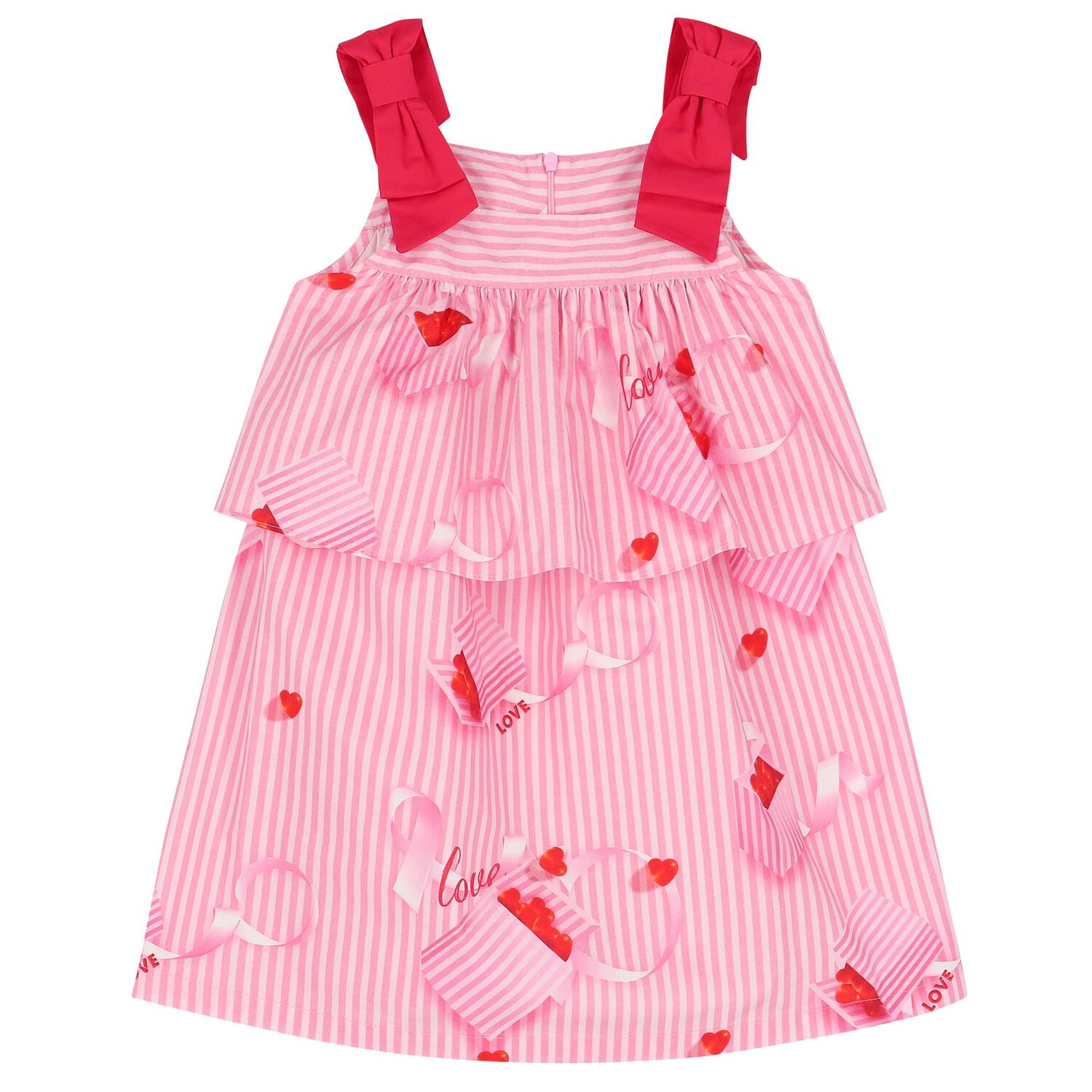 Girls Pink Striped Dress, 1, hi-res