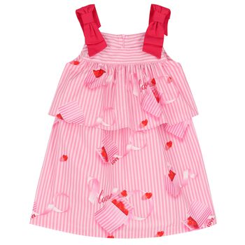 Girls Pink Striped Dress