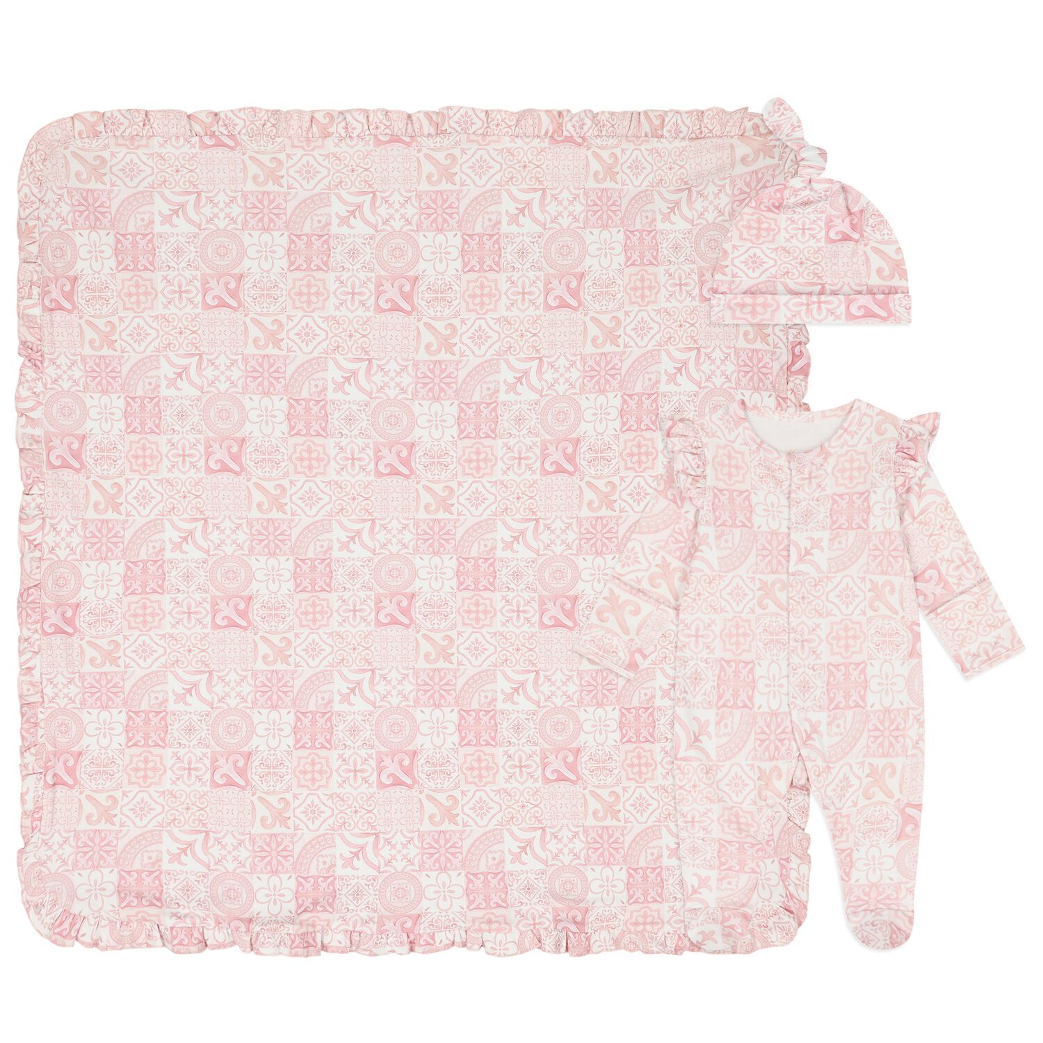 Baby Girls Pink & White Babygrow Gift Set , 2, hi-res