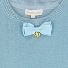 Girls Aqua Bow Knitted Sleeveless Top, 1, hi-res