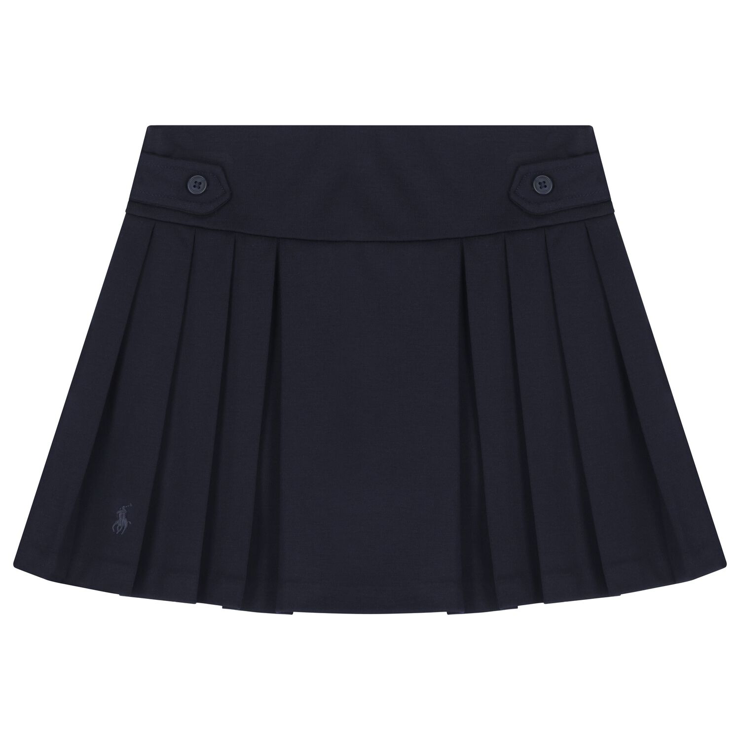 Girls Navy Blue Logo Pleated Skirt, 1, hi-res