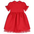 Girls Red Bow Satin Dress & Hairband Set, 1, hi-res