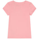 Girls Pink Diamante Logo T-Shirt, 4, hi-res