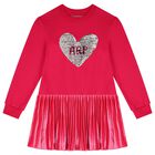 Girls Pink Sequin Heart Dress, 1, hi-res