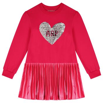 Girls Pink Sequin Heart Dress