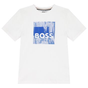 BOSS Boys White Logo T-Shirt, 1 Boys White Logo T-Shirt