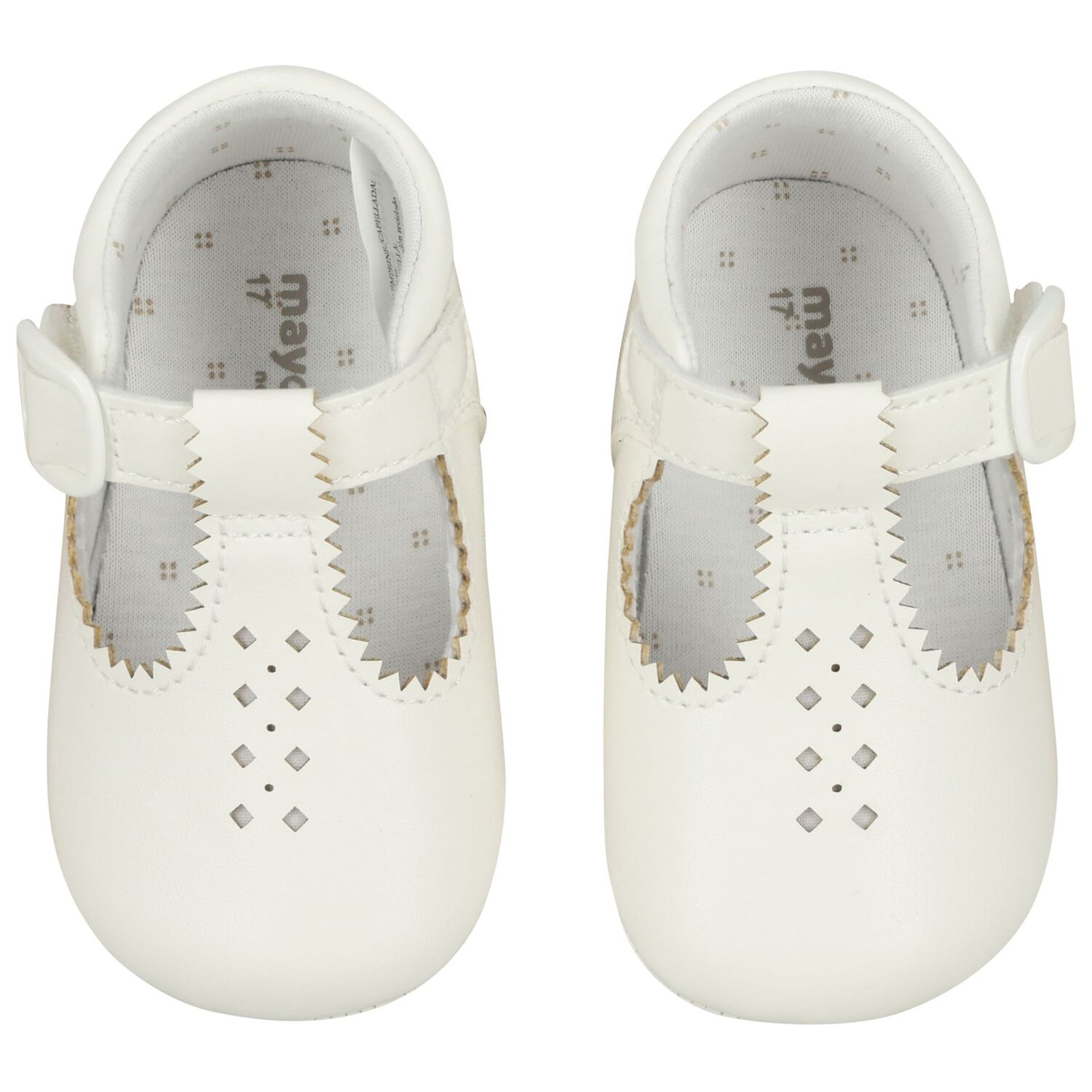 White Leather Pre Walker Shoes, 1, hi-res