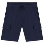 Boys White & Navy Blue Shorts Set, 2, hi-res