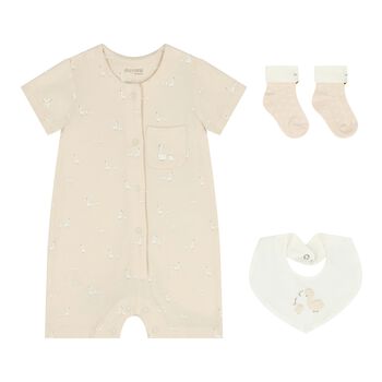 Baby Girls Swan Beige Romper Set