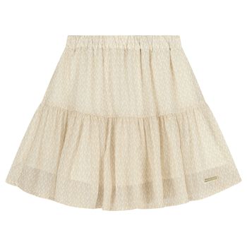 Girls Mini Me Ivory Logo Skirt