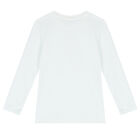 Boys White Logo Long Sleeve Top, 1, hi-res