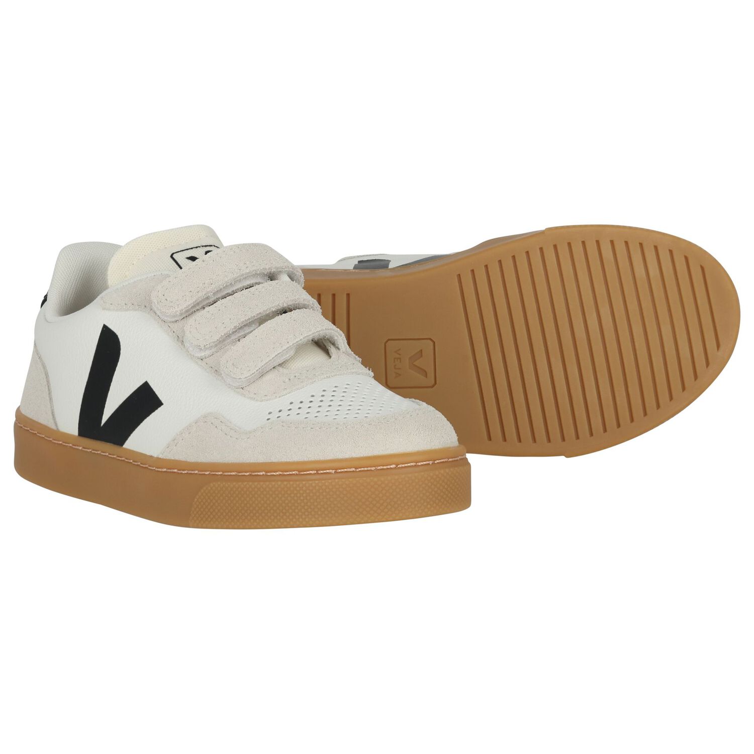 White & Grey Leather & Suede Trainers, 1, hi-res